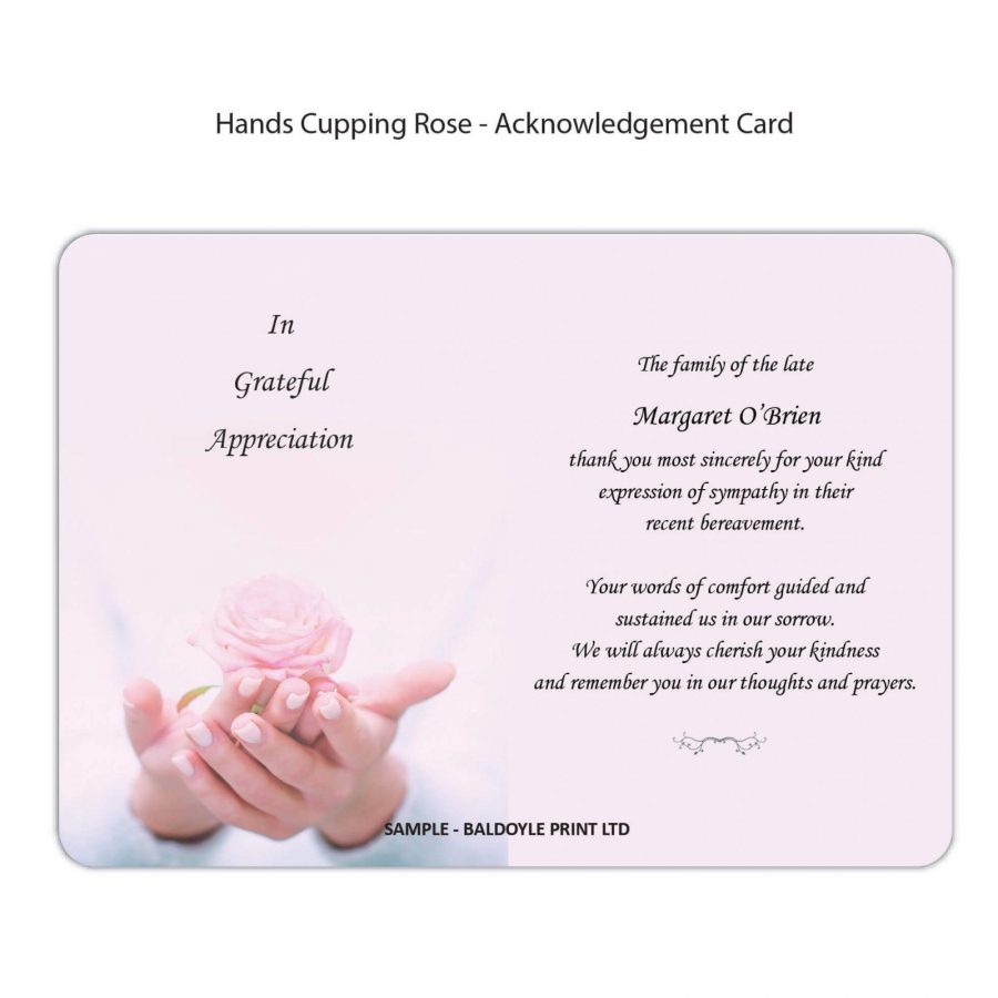 Hands Cupping Rose Acknowledgement Card