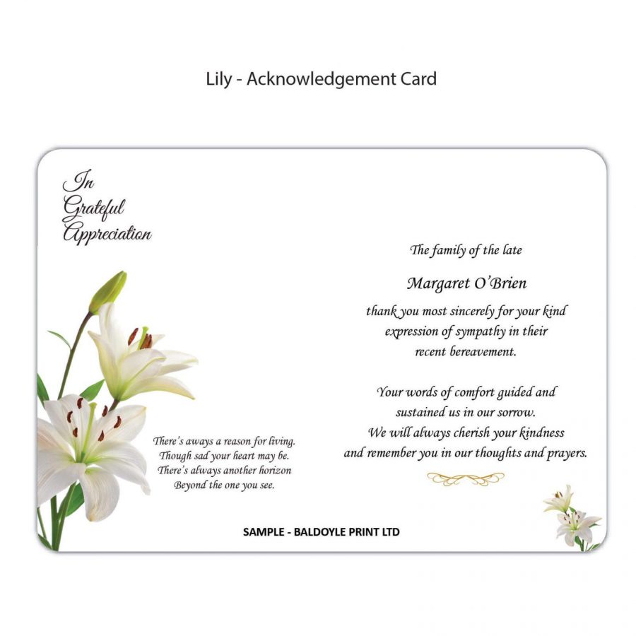 White Lily Acknowledgement Card