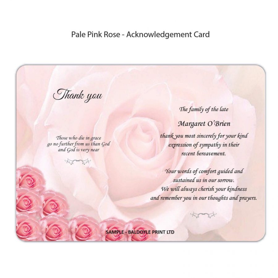 Pale Pink Rose Acknowledgement Card