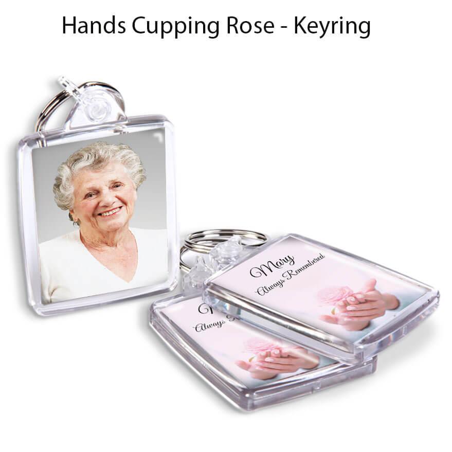 Hands Cupping Rose Keyrings