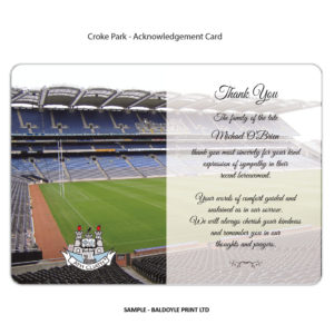 Croke Park Acknowledgement Card