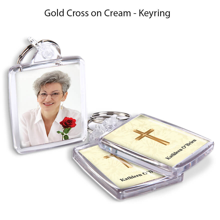 Gold Cross on Cream Pattern Keyrings
