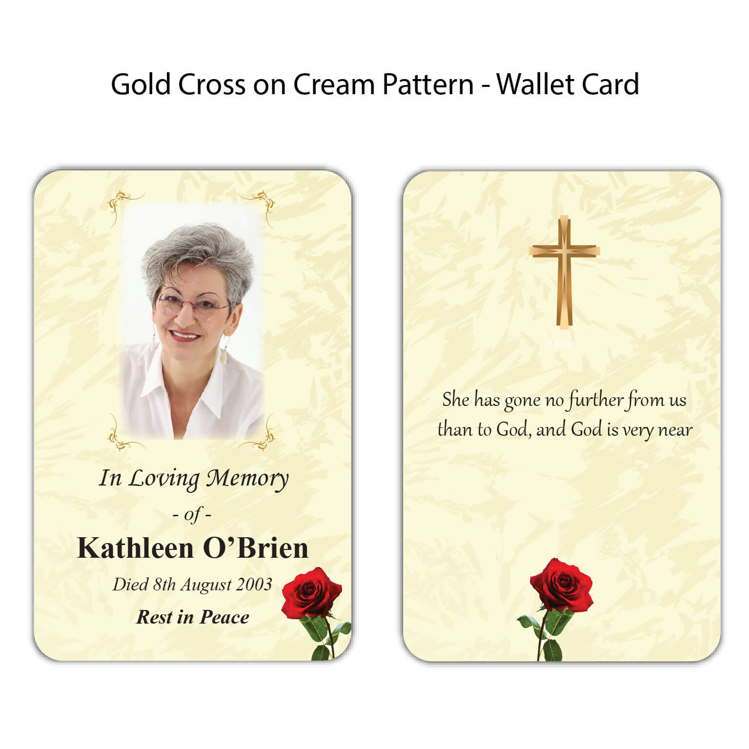 Gold Cross on Cream Pattern Wallet Cards