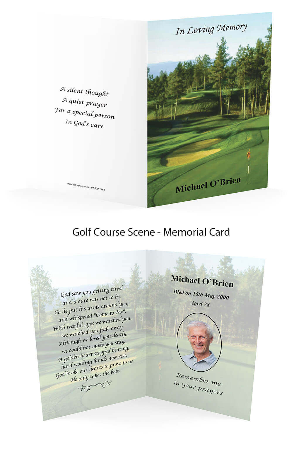 Golf Course Scene Memorial Card