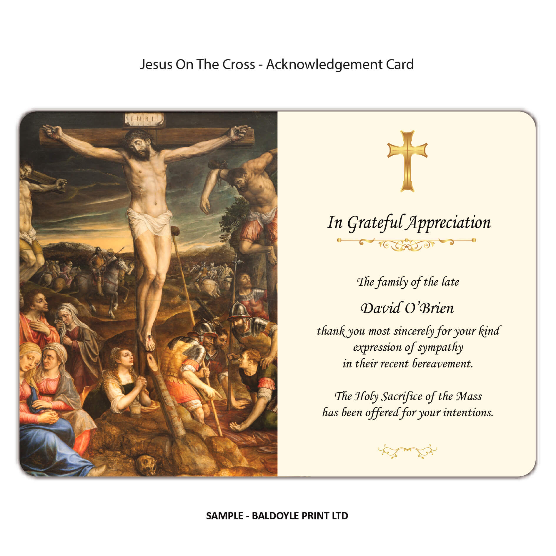 Jesus on the Cross Acknowledgement Card