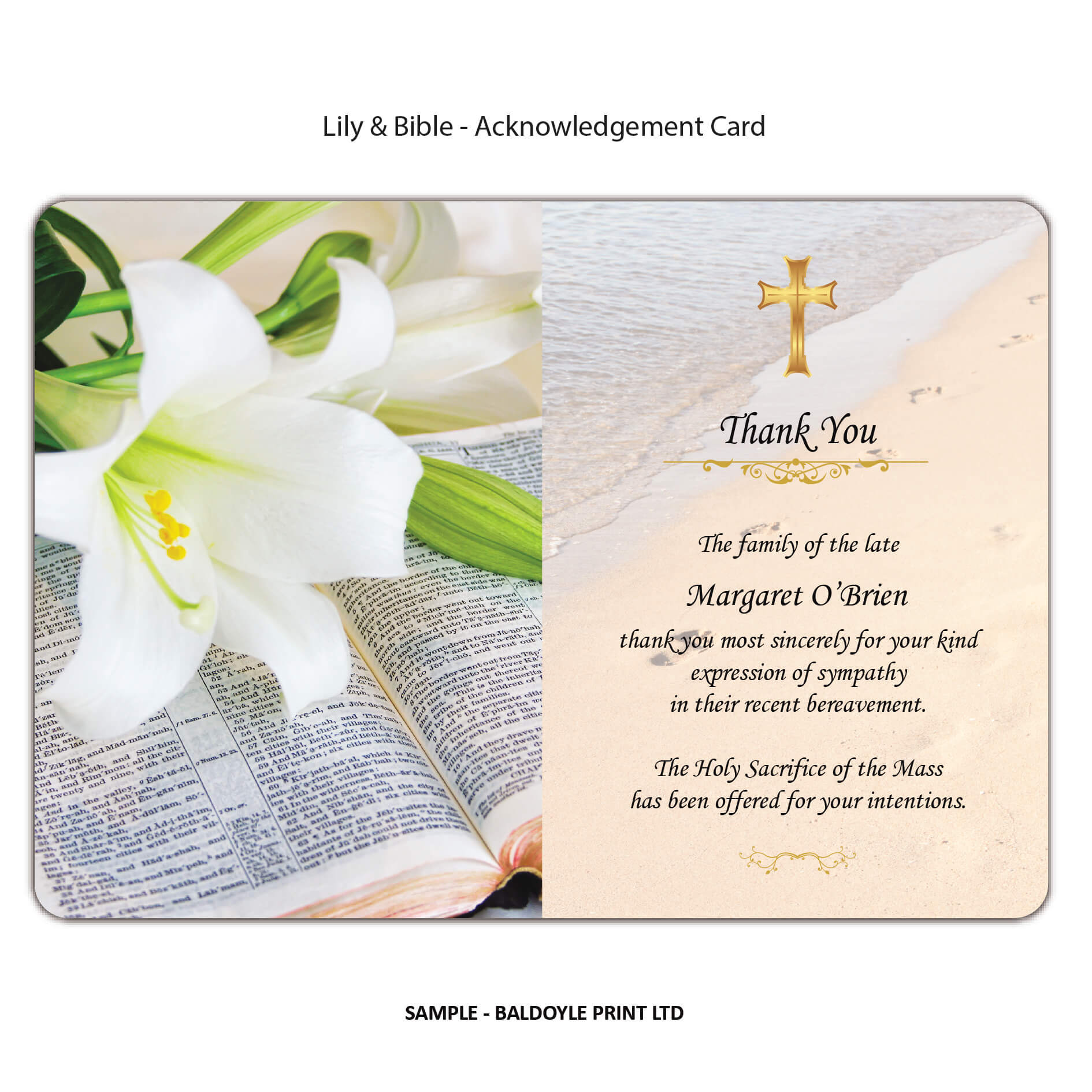 Lily & Bible Acknowledgement Card