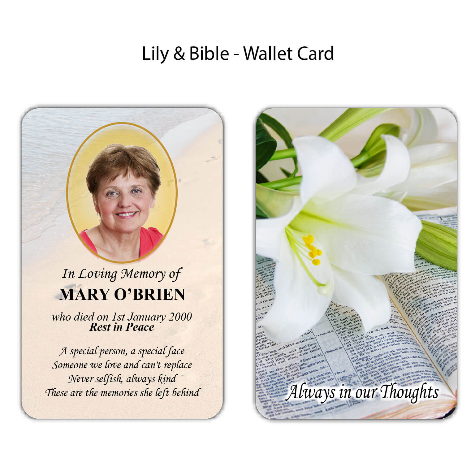 Lily & Bible Wallet Cards