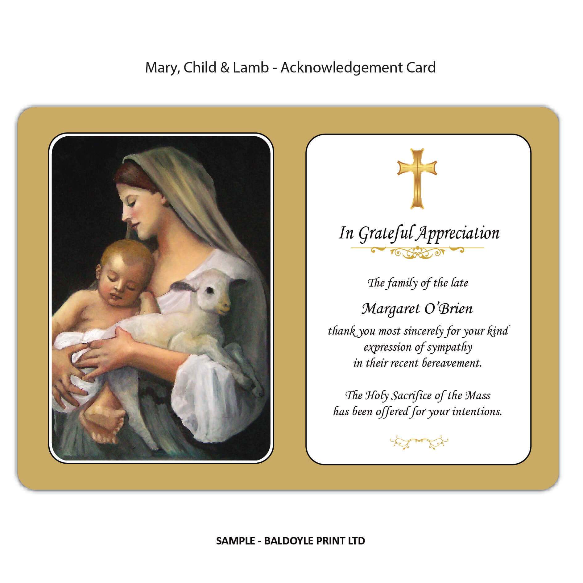 Mary, Child & Lamb Acknowledgement Card