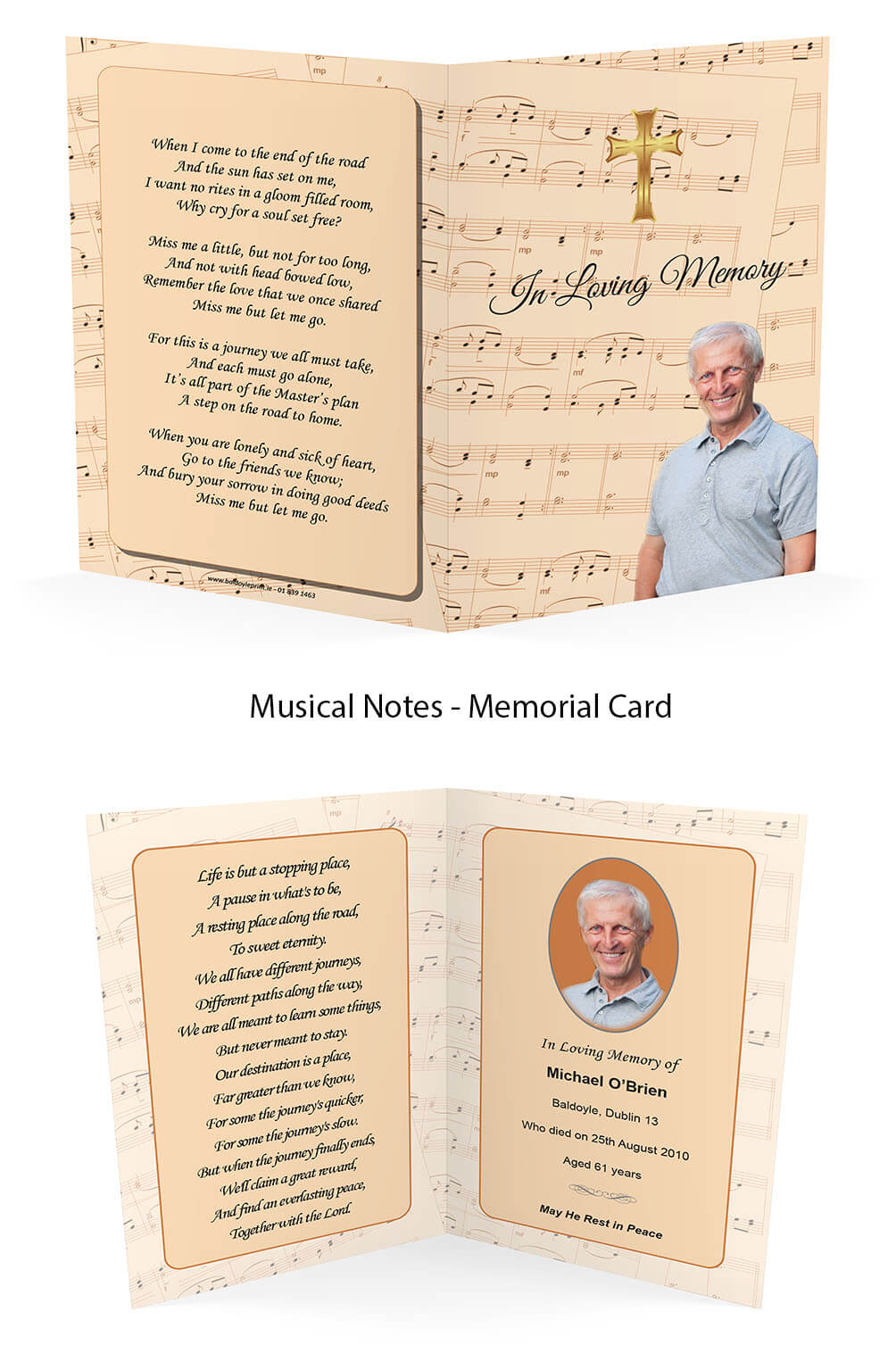 Musical Notes Memorial Card