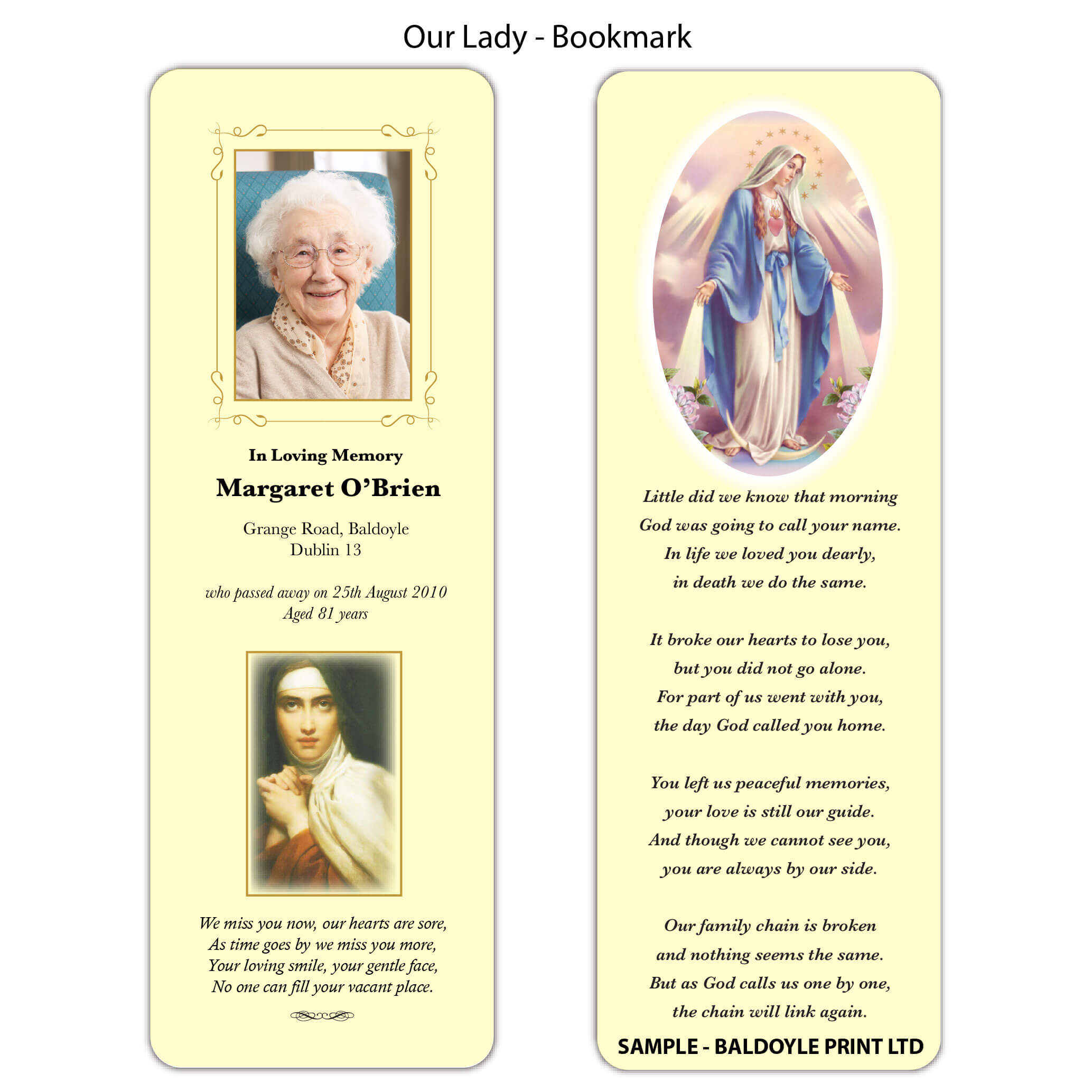 Our Lady Bookmarks