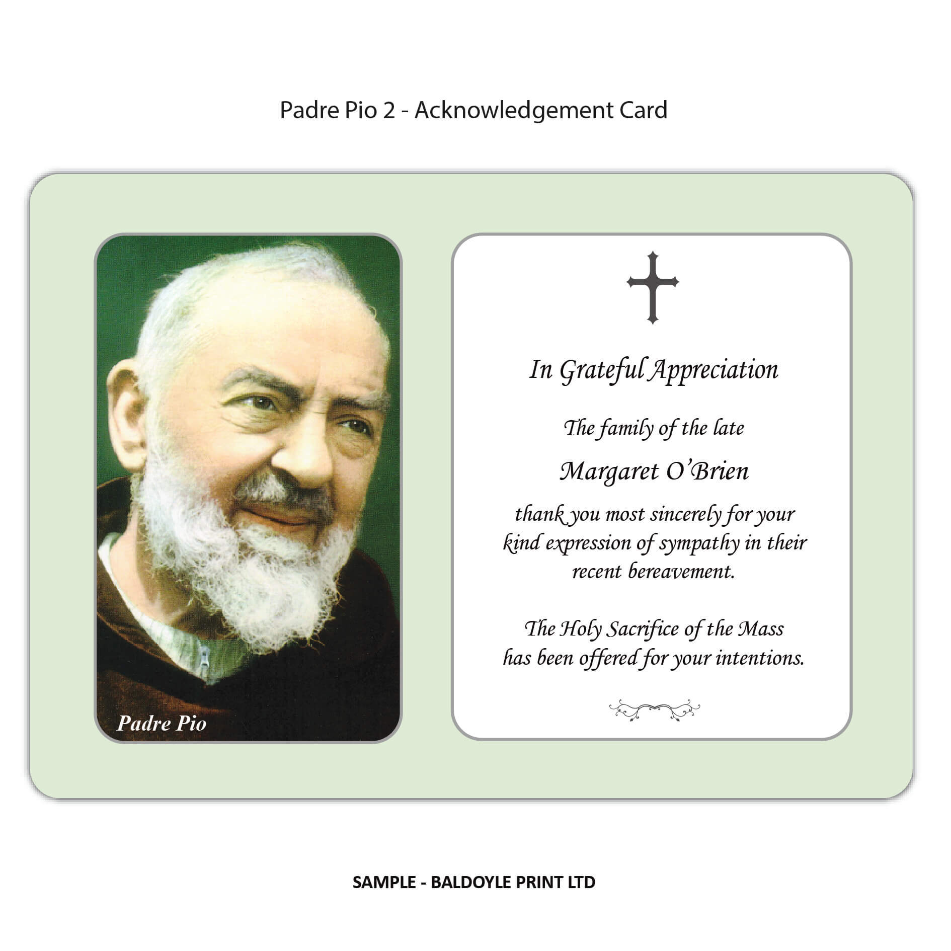 Padre Pio 2 Acknowledgement Card