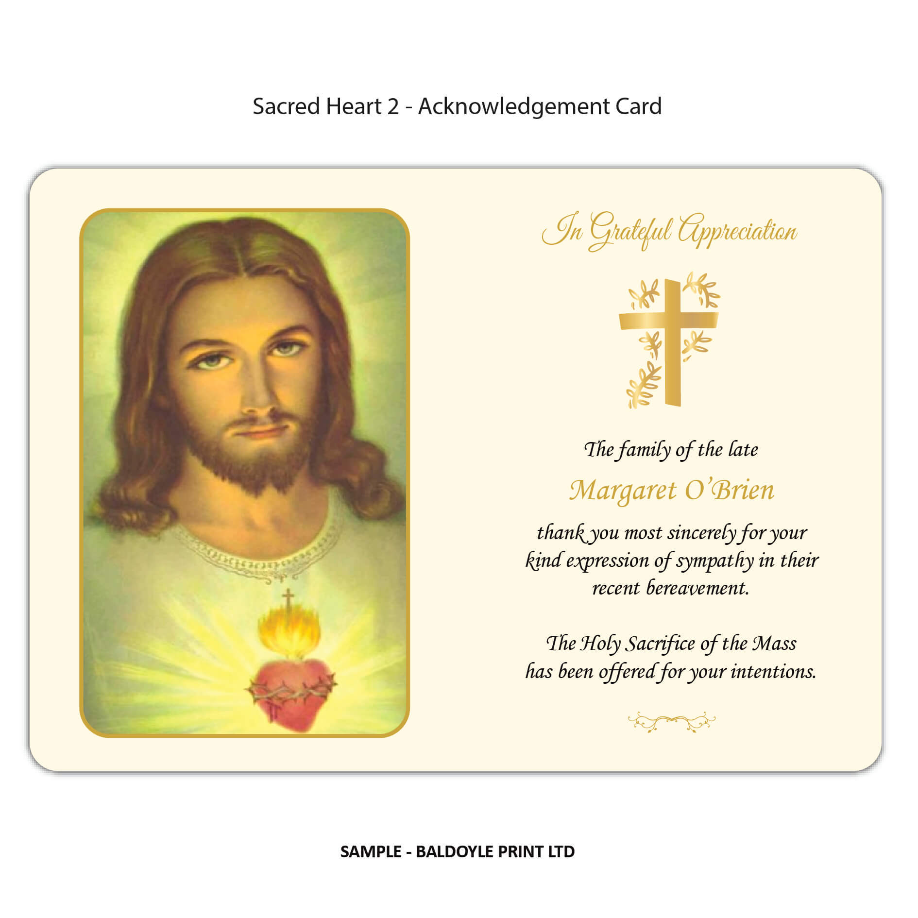 Sacred Heart 2 Acknowledgement Card